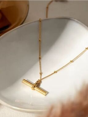 Anthropologie Gold Toggle Pendant Necklace